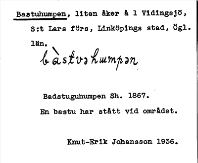 Bild på arkivkortet för arkivposten Bastuhumpen