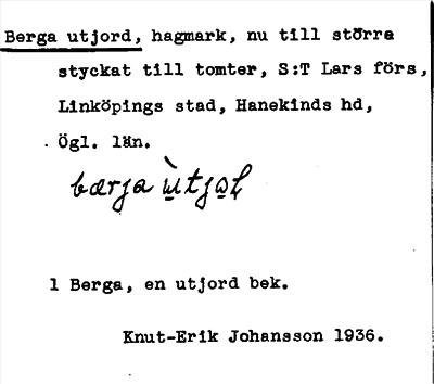 Bild på arkivkortet för arkivposten Berga utjord