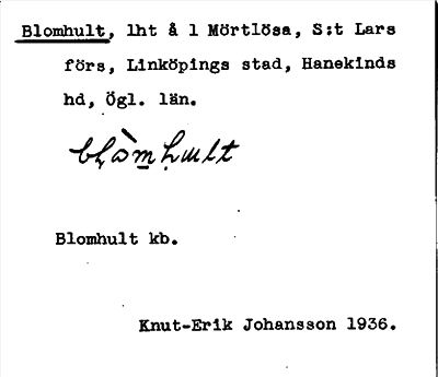Bild på arkivkortet för arkivposten Blomhult