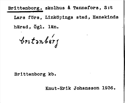 Bild på arkivkortet för arkivposten Brittenborg