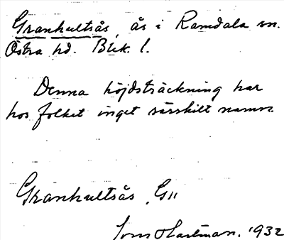 Bild på arkivkortet för arkivposten Granhultsås