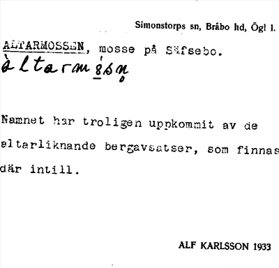 Bild på arkivkortet för arkivposten Altarmossen