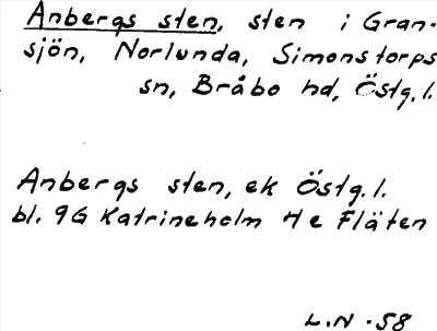 Bild på arkivkortet för arkivposten Anbergs sten