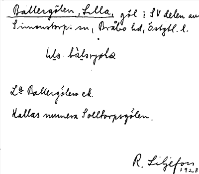 Bild på arkivkortet för arkivposten Ballergölen, Lilla