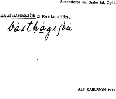 Bild på arkivkortet för arkivposten Basthagssjön = Bastasjön