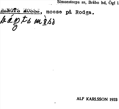 Bild på arkivkortet för arkivposten Bengts mosse