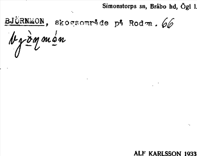 Bild på arkivkortet för arkivposten Björnmon