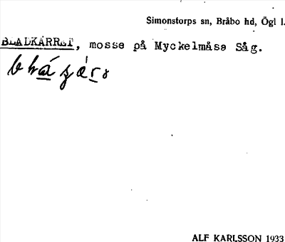 Bild på arkivkortet för arkivposten Bladkärret