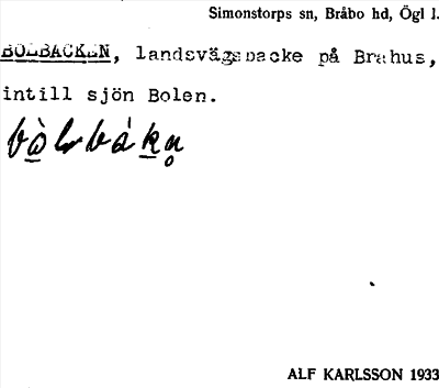 Bild på arkivkortet för arkivposten Bolbacken