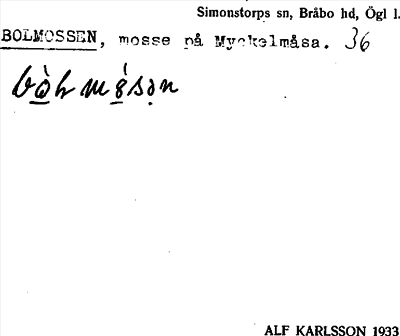 Bild på arkivkortet för arkivposten Bolmossen