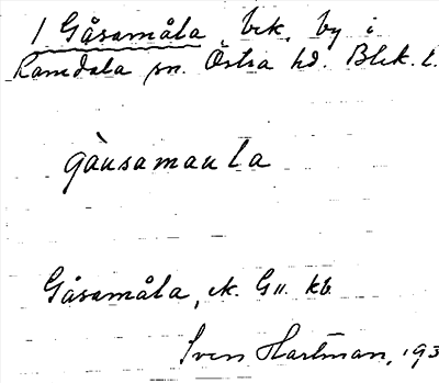 Bild på arkivkortet för arkivposten Gåsamåla