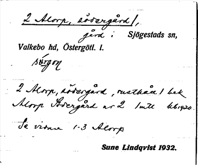 Bild på arkivkortet för arkivposten Alorp, södergård