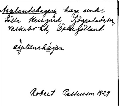 Bild på arkivkortet för arkivposten Asplundshagen