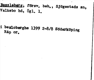 Bild på arkivkortet för arkivposten Bessleberg