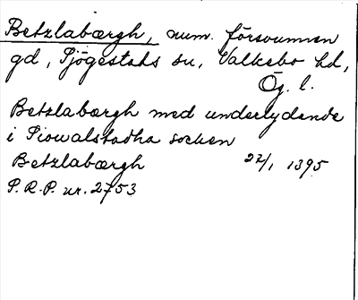 Bild på arkivkortet för arkivposten Betzlabærgh