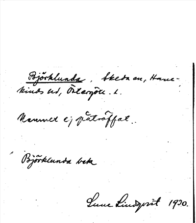 Bild på arkivkortet för arkivposten Björklunda