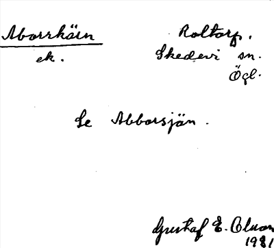 Bild på arkivkortet för arkivposten Aborrkärn, se Abborsjön