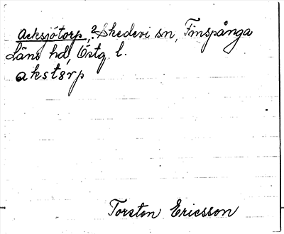 Bild på arkivkortet för arkivposten Acksjötorp