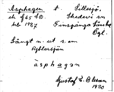 Bild på arkivkortet för arkivposten Asphagen