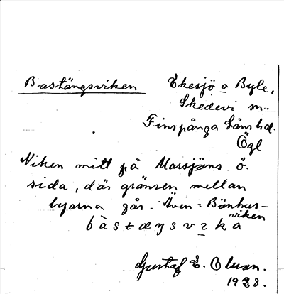 Bild på arkivkortet för arkivposten Bastängsviken