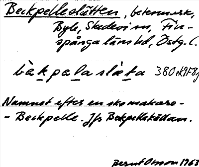 Bild på arkivkortet för arkivposten Beckpelleslätten