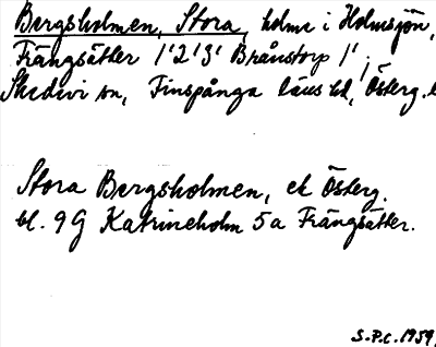 Bild på arkivkortet för arkivposten Bergsholmen, Stora