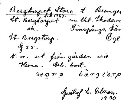 Bild på arkivkortet för arkivposten Bergtorpet Stora