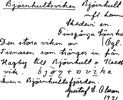 Bild på arkivkortet för arkivposten Björnhultsviken