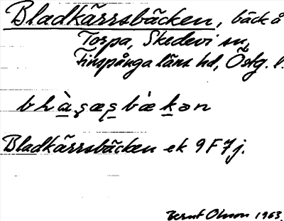 Bild på arkivkortet för arkivposten Bladkärrsbäcken