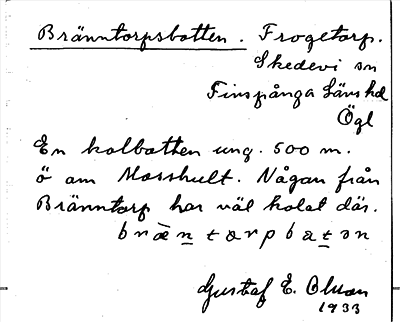 Bild på arkivkortet för arkivposten Bränntorpsbotten