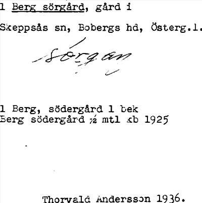 Bild på arkivkortet för arkivposten Berg sörgård