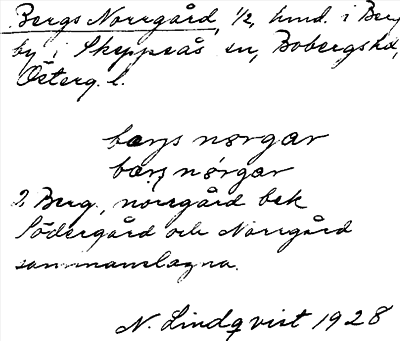 Bild på arkivkortet för arkivposten Bergs Norrgård