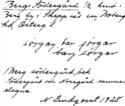 Bild på arkivkortet för arkivposten Bergs Södergård