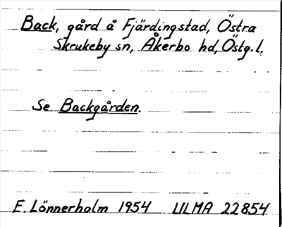 Bild på arkivkortet för arkivposten Back, Se Backgården