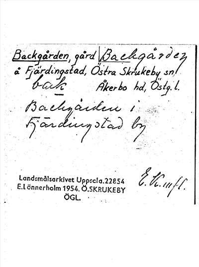 Bild på arkivkortet för arkivposten Backgården