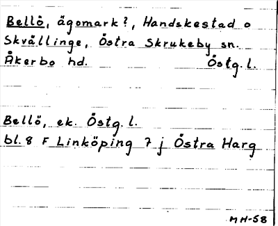 Bild på arkivkortet för arkivposten Bellö