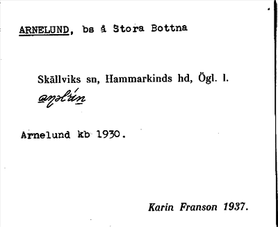 Bild på arkivkortet för arkivposten Arnelund