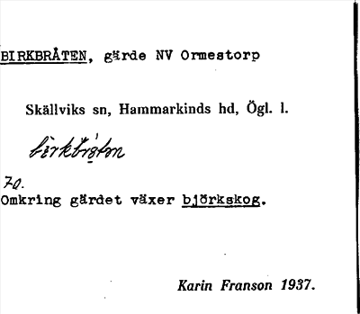 Bild på arkivkortet för arkivposten Birkbråten