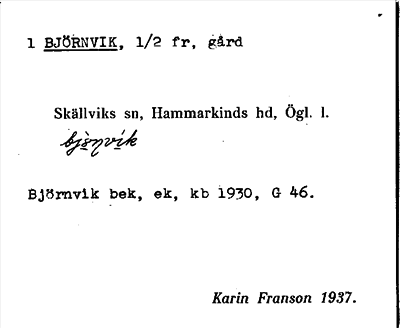 Bild på arkivkortet för arkivposten Björnvik