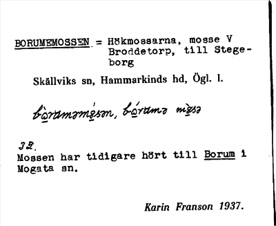 Bild på arkivkortet för arkivposten Borumemossen = Hökmossarna