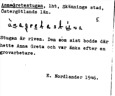 Bild på arkivkortet för arkivposten AnnaGretastugan