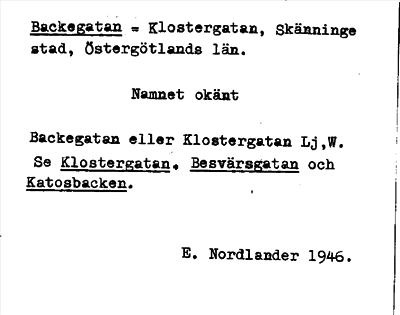 Bild på arkivkortet för arkivposten Backegatan, Se Klostergatan, Besvärsgatan m.m.
