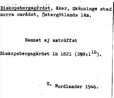 Bild på arkivkortet för arkivposten Biskopsbergagärdet