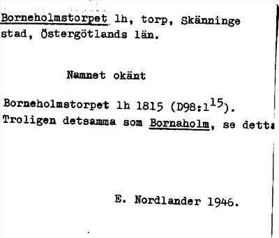 Bild på arkivkortet för arkivposten Borneholmstorpet