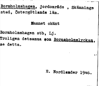 Bild på arkivkortet för arkivposten Bornholmshagen