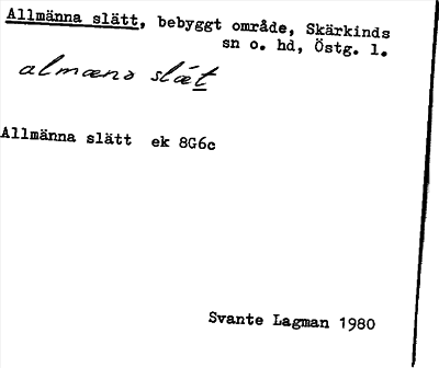 Bild på arkivkortet för arkivposten Allmänna slätt