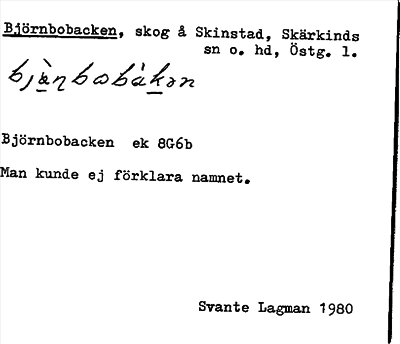 Bild på arkivkortet för arkivposten Björnbobacken