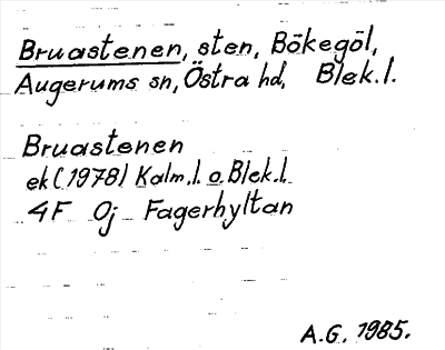 Bild på arkivkortet för arkivposten Bruastenen