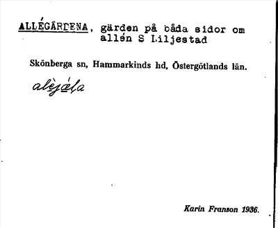 Bild på arkivkortet för arkivposten Allégärdena