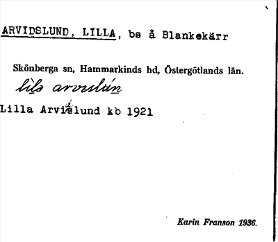 Bild på arkivkortet för arkivposten Arvidslund, Lilla